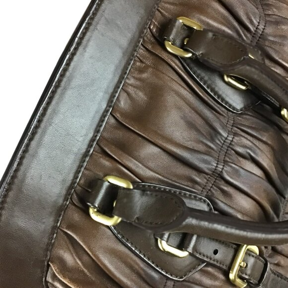 PRADA Nappa Gaufre Brown Leather Satchel Bag - Picture 6 of 16
